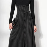 TWOTWINSTYLE Casual Striped Wide Leg Pants Female High Waist Pockets Temperament Fashion Pants For Women Autumn Style 2022