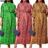 Pleated Print African Dresses For Women 2022 Spring Summer Sexy Long Maxi Dress Beach Holiday Robe Longue Sexy Outfits for