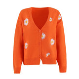 Fongt Ladies Sweater Single Breasted Qiuju Embroidered Coat Sweater Women's