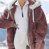 Fongt Hot New Autumn And Winter Loose Plush Multi-Color Hooded Coat Woman