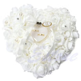 Jewelry Case Heart-shape Rose Flowers Ring Box Romantic Wedding Ring Bearer Pillow Cushion Holder Valentine's Day Gift