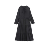 Fongt Orange Tsale Dress Women 2025 Spring New Loose Temperament Retro Black Dress Gentle Wind Chiffon Dress