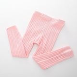 0 to 8 Yrs Spring Autumn Double Needle Leggings Girl Combed Cotton Ribbed Leggings Baby Soft Lace Knitted Pant For