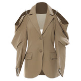 Fongt New Out-Shoulder Chain Design Irregular Suit Jacket 1593