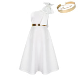 Fongt Large-Size Women's Summer New Fashion Slanted Shoulder Bow Banquet Dress African Dress