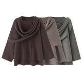 Fongt New Asymmetric Cloak Sweater Short Knit Coat 2756100