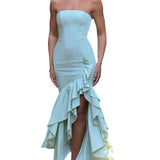 Fongt Women's Wear Elegant Strapless Slit Fashion Slim Backpack Hip Dress