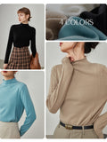 Women Winter Sweater Clothes Women Half High Collar Wool Bottoming Shirts White 100% Pure Wool Sweater Black