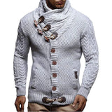 Fongt And Winter Men's Slim High Neck Single Breasted Cardigan Plus-Size Long Sleeve Knit Sweater Men's