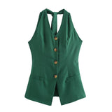 Fongt Fragrant Cotton Lint Neck Vest Set Of Women's Summer With Light Luxury High-End Trousers Two Sets