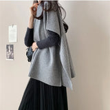 Fongt And Winter Vertical Loose Short-Sleeved Knitted Shirt Korean Rough Knitted Shawl Shawl Shawl Jersey