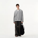 Fongt Wears Two Long-Sleeved T-Shirts For Men And Women Loosely Lazy Wind Oversize Design Sense Simple Top