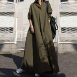 Fongt Women's New Dress Solid Color Sweet Retro Long-Sleeved Collar Loose Swing Dress