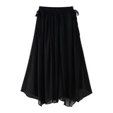 Fongt Women's Summer Folding V-Neck Folding Collar Trim With Chiffon Long-Sleeved Shirt Skirt Suit