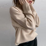Women Turtleneck Sweater Knitted Loose Thick Fashion Autumn Winter Female Sweaters 2022 New Long Sleeve Soft Basic