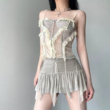 Fongt Cloth Forget Fashion Ballet Style Net Yarn Split Three-Dimensional Gradient Lace Vest Short Skirt Two Sets Of Hottie Set