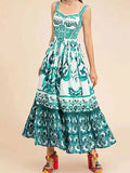 Fongt 2025 New Women's Bohemian Elegant Long-Singed Print Sling Dress
