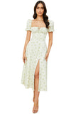 Fongt New Summer Fashion Bubble Sleeves With Open Fork Dress Dress Woman Summer