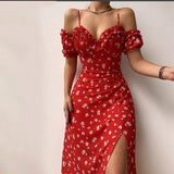 Sexy V-neck Fungus Edge Tube Midi Dress-Outfit