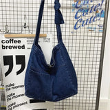 New Vintage Denim Shoulder Bags Women Simple Jeans Blue Handbag Large Capacity Fashion Women's Tote Messenger Shopping