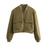 Spring Style Flip Large Pocket Decoration Vertical Collar Loose Jacket Jacket-Outfit