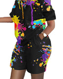 Fongt Women's Explosive Print Short Sleeve Two-Set Commuter