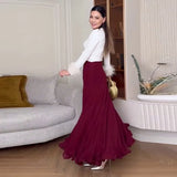 Fongt Summer Women's New Lotus Leaf Side High Waist Slim Solid Body Skirt