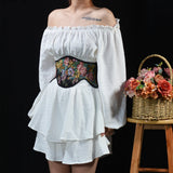 Fongt Ultra-Short Waist-Sealed Flower Thighs Outside The Waist Clip