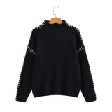 Fongt New Color Splicing Wiring Design Casual Knitting Shirt Simple Light Short Thin Breathable Fashion
