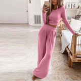Solid Color Rib Knit Long Sleeve