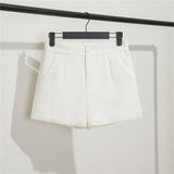 Fongt Suit Shorts Female Black Summer Thin 2024 New Loose High-Waist A-Line Casual Wide-Leg Pants-Outfit