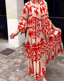 New Casual Printed Shirt 5XL Dress Loose Button Long Sleeve Elegant Vintage Bohemian Dress-Outfit