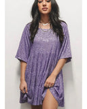 Fongt Direct Selling Sleek Round-Neck Loose Waist Short-Sleeved Dress Banquet