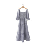 Fongt Women's Lattice Long Short-Sleeved Dress 9911