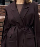 Fongt Autumn New Solid Color Big Collar Loose Collar Belt Short Suit Jacket