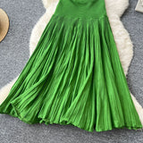 Fongt Luxury Famous Lady Senior Sense Sleeveless Knitted Dress Female Folds Splicing Body Of The Royal Sister Temperament Dress