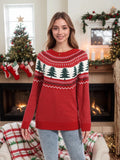 Fongt And Winter New Christmas Sweater Women Loose Knitted Green Pine Embroidered Clothes On The Head