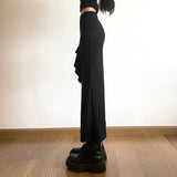 Fongt Summer New Women's Solid Color Body Street Fashion High-Waisted Hip Open Skirt
