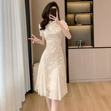 Fongt 2025 New Chinese Embroidery Desire Style Super Fairy Temperament Harvesting Girl Improves Cheongsam裙s