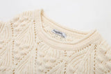 2023 New Round Collar Ball Ornaments Hollow Short Sleeve Sweater Women's 9014-Outfit