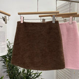 Fongt Shooting Pink Hair This Dress Girl Autumn And Winter High Waist A-Buffed Short Skirt Anti-Light One-Step Skirt 8871