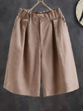 Women's Summer Shorts Cotton Casual Solid High Waist Shorts Elastic Waist Button Cozy Loose Linen Fashion Shorts 2023