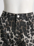 Fongt And Summer 2024 New Leopard Print Multi-Pocket Decorative Design Feel Tooling Denim Casual Pants Women-Outfit