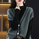 Knitted Vest Cardigan Women Elegant V-neck Sleeveless Sweater Tops Casual Knitwear Chaleco Coats New Malhas