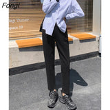 Beige Oatmeal Woolen Harem Pants for Women Korean New Autumn Winter Slim Black Capris Simple Casual Pants Female