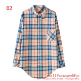 New Arrival Women Vintage Plaid Oversized Blouse Lantern Sleeve Turn Down Collar Autumn Shirts Button Up Casual Tops