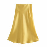 Fongt 2025 New Tight Waist Simple Set Solid Color Lirt Solid Color Half Body Skirt