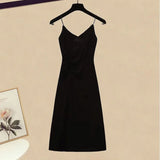 Women Summer Dresses Sets Korean Casual Straps Vest Black Dresses And Flare Sleeve Sunscreen Two Pieces Set