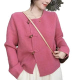 Chinese Style Lazy Wind Button Sweater Sweater Girl 2024 Spring New Korean Sweater Cardigan-Outfit