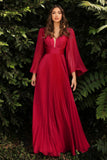 Fongt New Women's Wish Sexy Deep V Long-Sleeved Dress Dress